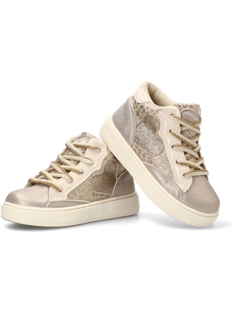 Deportivas Casual Niña Suela Plana - Luna Kids Beige/Blanco perlado/Platino - Kiabi