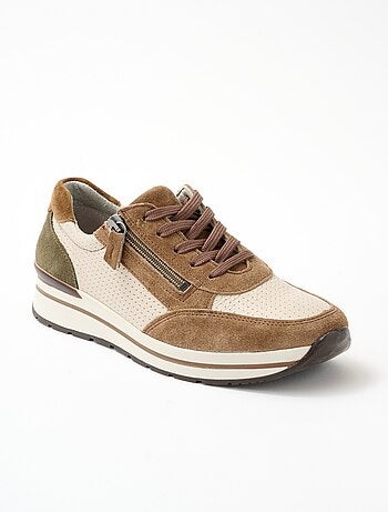 Deportivas cómodas bimaterial de piel con ancho - Afibel