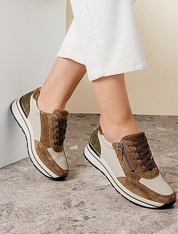 Deportivas cómodas bimaterial de piel con ancho - Afibel