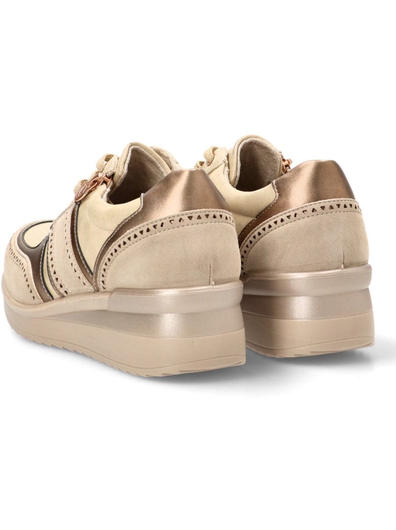 Deportivas Cómodas Mujer Cuña Media - Mysoft Beige - Kiabi
