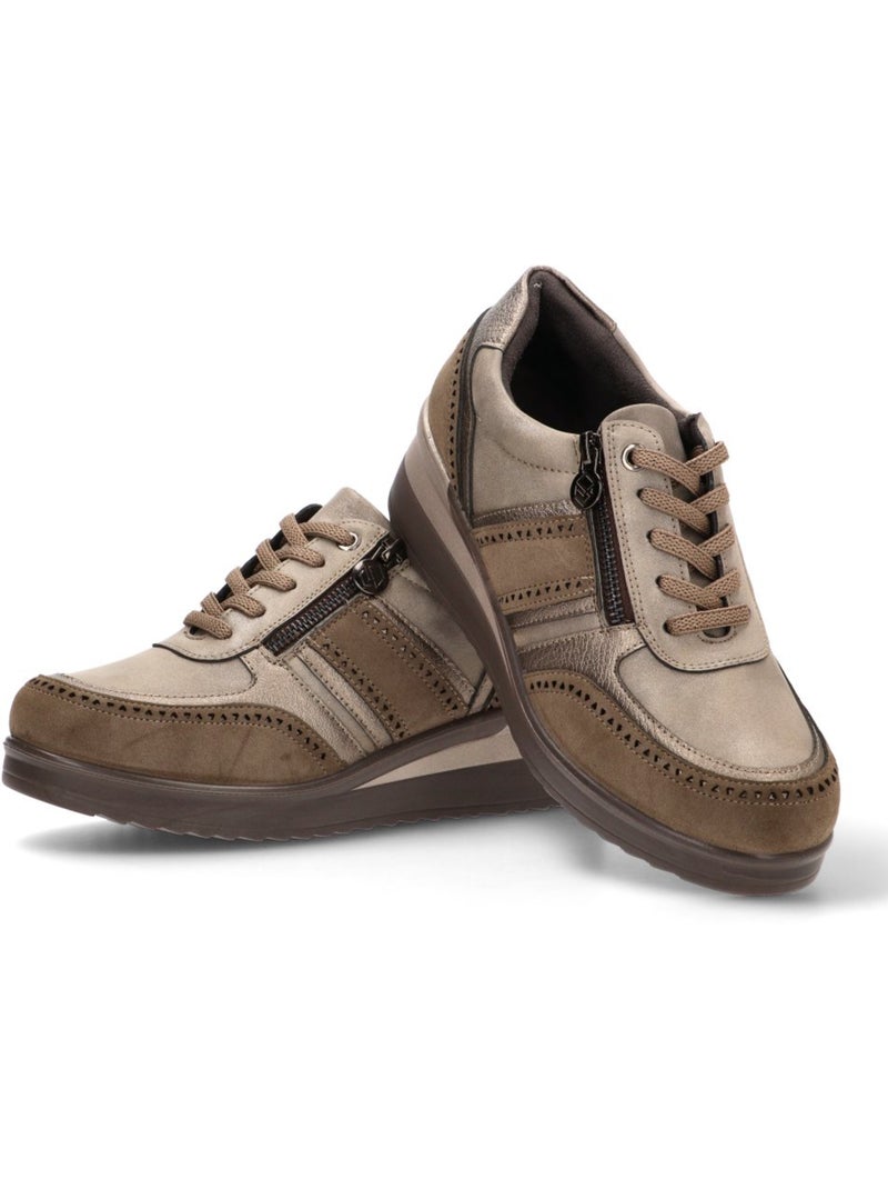 Deportivas Cómodas Mujer Cuña Media - Mysoft Taupe - Kiabi