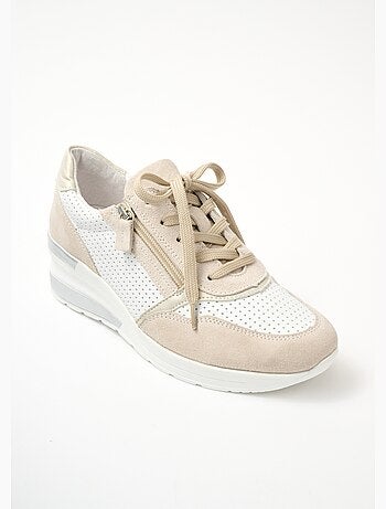 Deportivas cuña ancha de piel - Afibel