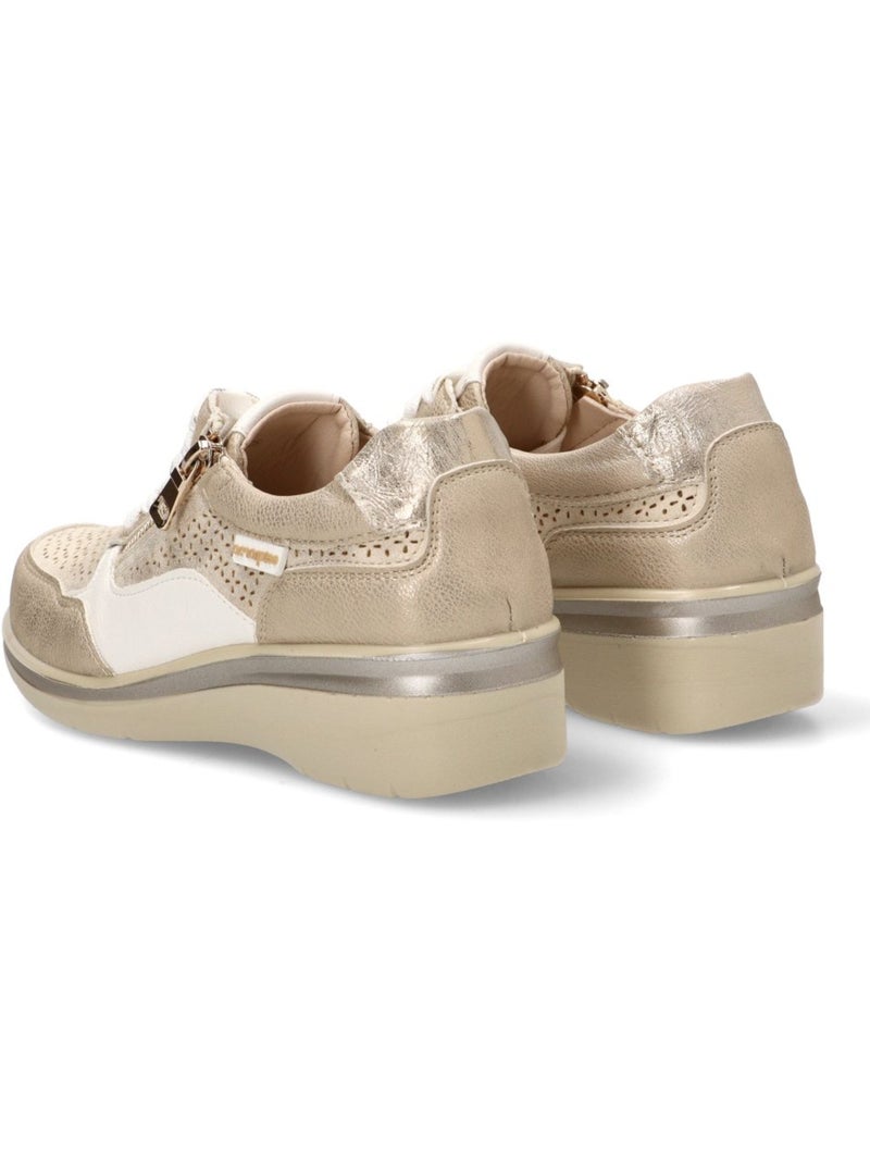 Deportivas Diario Mujer Cuña Media - Amarpies Beige/Blanco perlado/Platino - Kiabi