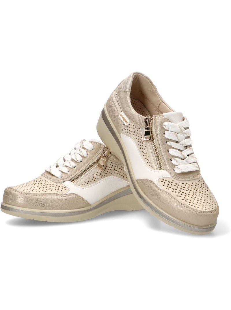 Deportivas Diario Mujer Cuña Media - Amarpies Beige/Blanco perlado/Platino - Kiabi