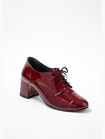 Derbies de charol con cordones y tacón ancho y cómodo - Afibel