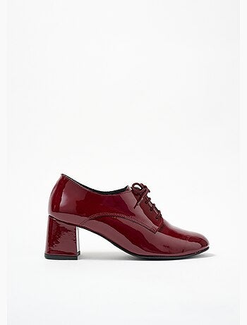 Derbies de charol con cordones y tacón ancho y cómodo - Afibel