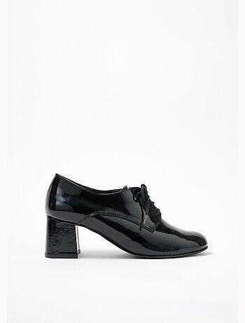 Derbies de charol con cordones y tacón ancho y cómodo - Afibel