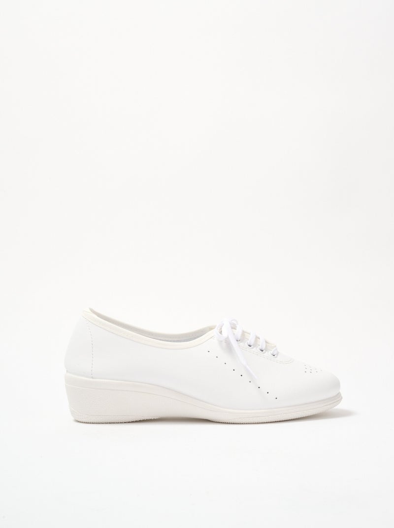 Derbies de cuña con cordones de cuero de gran anchura - Afibel Blanco - Kiabi