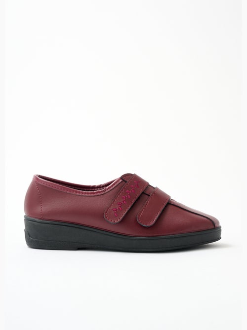 Derby anchos de piel bordados con velcro - Afibel - Kiabi