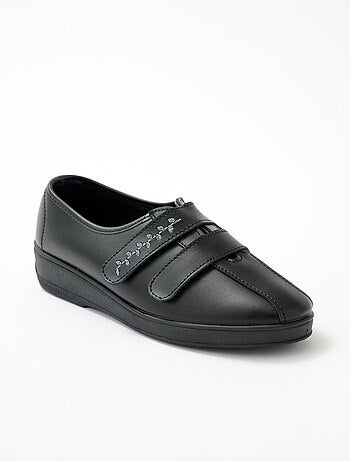 Derby anchos de piel bordados con velcro - Afibel