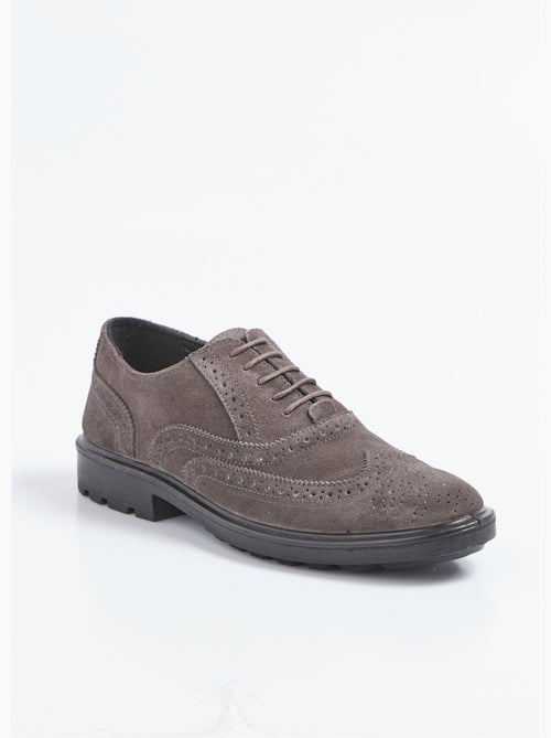 Derby de piel con perforaciones y puntera floreada - AFIBEL - Kiabi