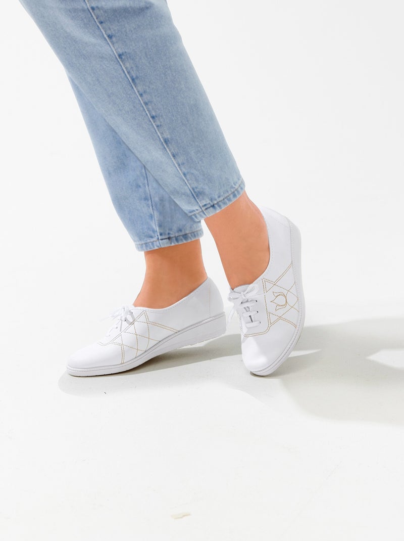 Derbys ancho confort piel con cordones - Afibel Blanco - Kiabi