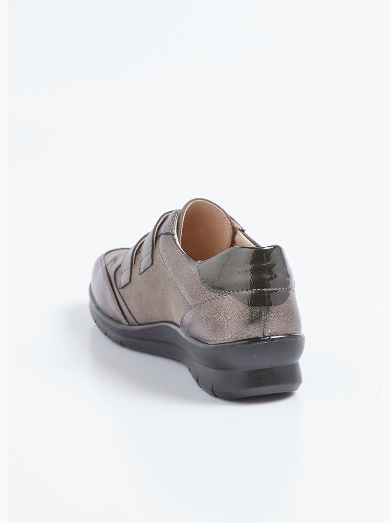 Derbys de ancho cómodo con velcro de dos materiales - Afibel Taupe - Kiabi