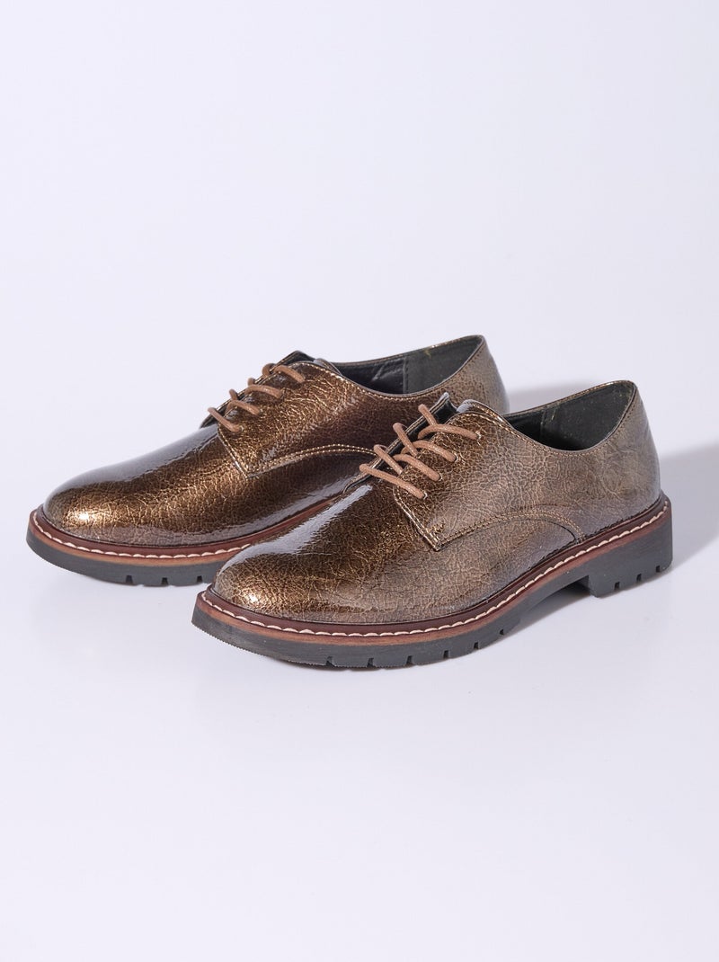 Derbys de charol con cordones de moda - afibel Bronce - Kiabi