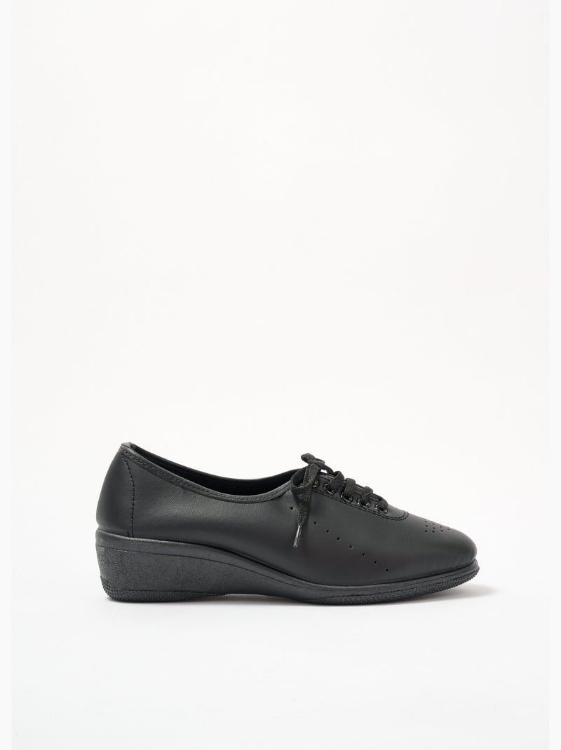 Derbys de cuero con cordones y pierna ancha - Afibel Negro - Kiabi