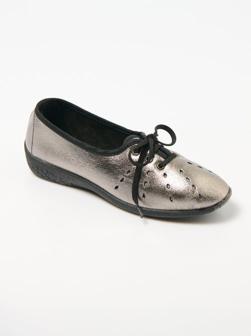 Derbys de cuña con cordones de piel ancha cómoda - Afibel - Kiabi