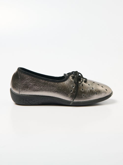 Derbys de cuña con cordones de piel ancha cómoda - Afibel - Kiabi