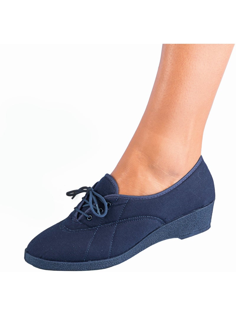Derbys de lona con cuña y cordones Azul marino - Kiabi