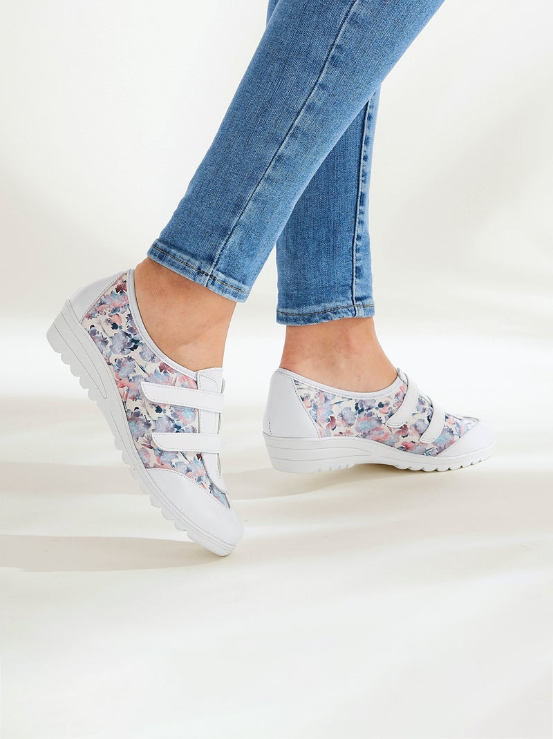 Derbys de piel anchos cómodos con cierre de velcro. - Afibel Multicolor - Kiabi