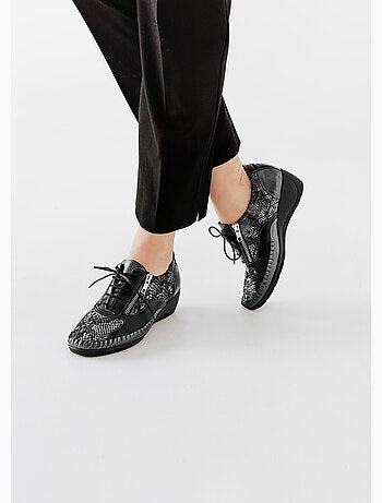 Derbys de piel con cremallera y efecto cordones - Afibel