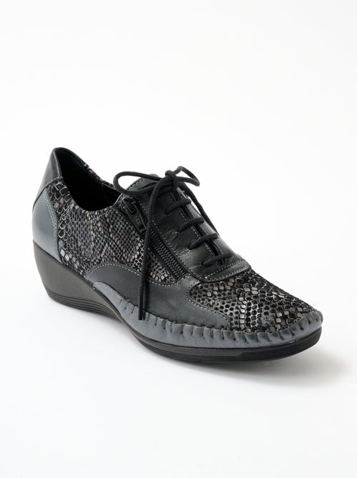 Derbys de piel con cremallera y efecto cordones - Afibel - Kiabi