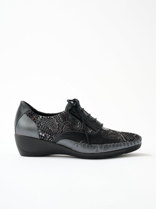 Derbys de piel con cremallera y efecto cordones - Afibel - Kiabi