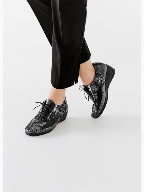 Derbys de piel con cremallera y efecto cordones - Afibel - Kiabi