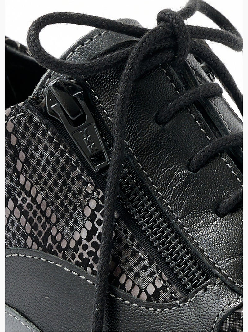 Derbys de piel con cremallera y efecto cordones - Afibel Negro - Kiabi