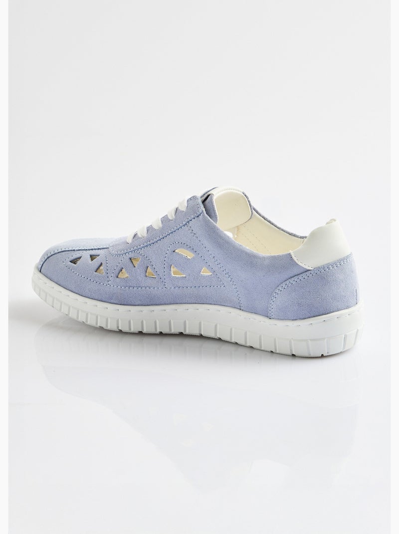 Derbys de piel perforada con cordones y ancho cómodo - Afibel Azul - Kiabi
