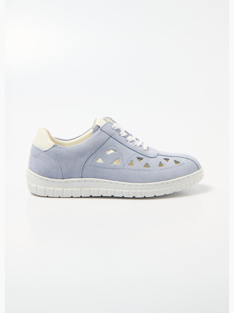 Derbys de piel perforada con cordones y ancho cómodo - Afibel Azul - Kiabi