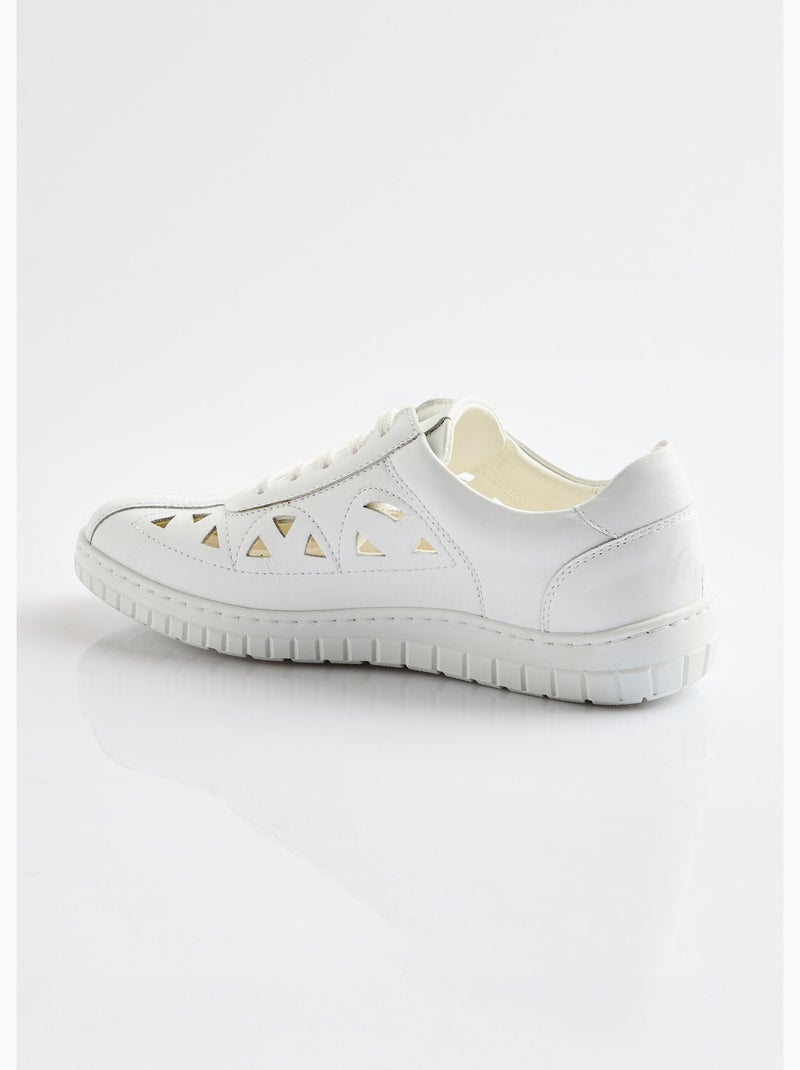 Derbys de piel perforada con cordones y ancho cómodo - Afibel Blanco - Kiabi