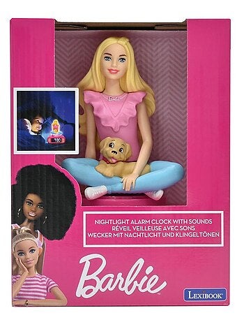 Despertador digital con Barbie en 3D, luz nocturna y efectos de sonido