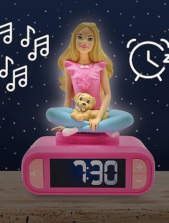 Despertador digital con Barbie en 3D, luz nocturna y efectos de sonido