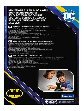 Despertador digital con luz nocturna 3D de Batman y efectos de sonido
