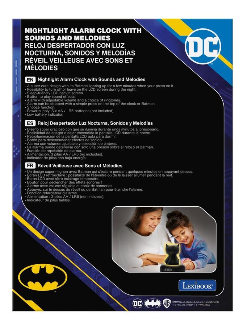 Despertador digital con luz nocturna 3D de Batman y efectos de sonido Negro - Kiabi