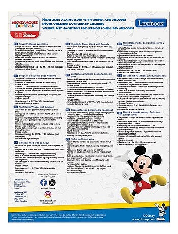 Despertador digital con luz nocturna 3D de Mickey y efectos sonoros