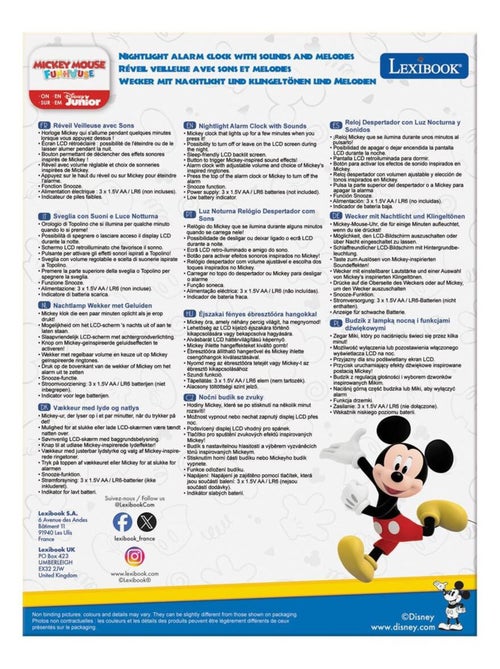 Despertador digital con luz nocturna 3D de Mickey y efectos sonoros - Kiabi