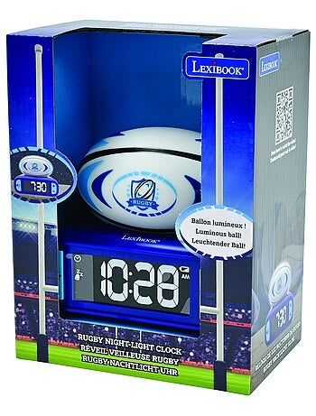 Despertador digital con luz nocturna de bal?n de rugby en 3D y efectos sonoros
