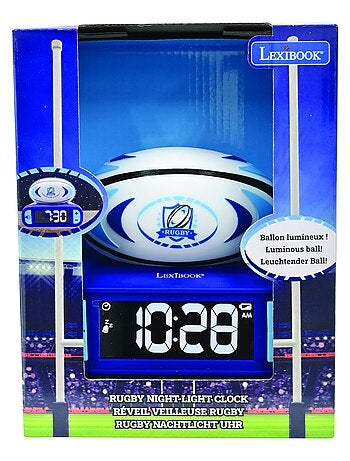 Despertador digital con luz nocturna de bal?n de rugby en 3D y efectos sonoros