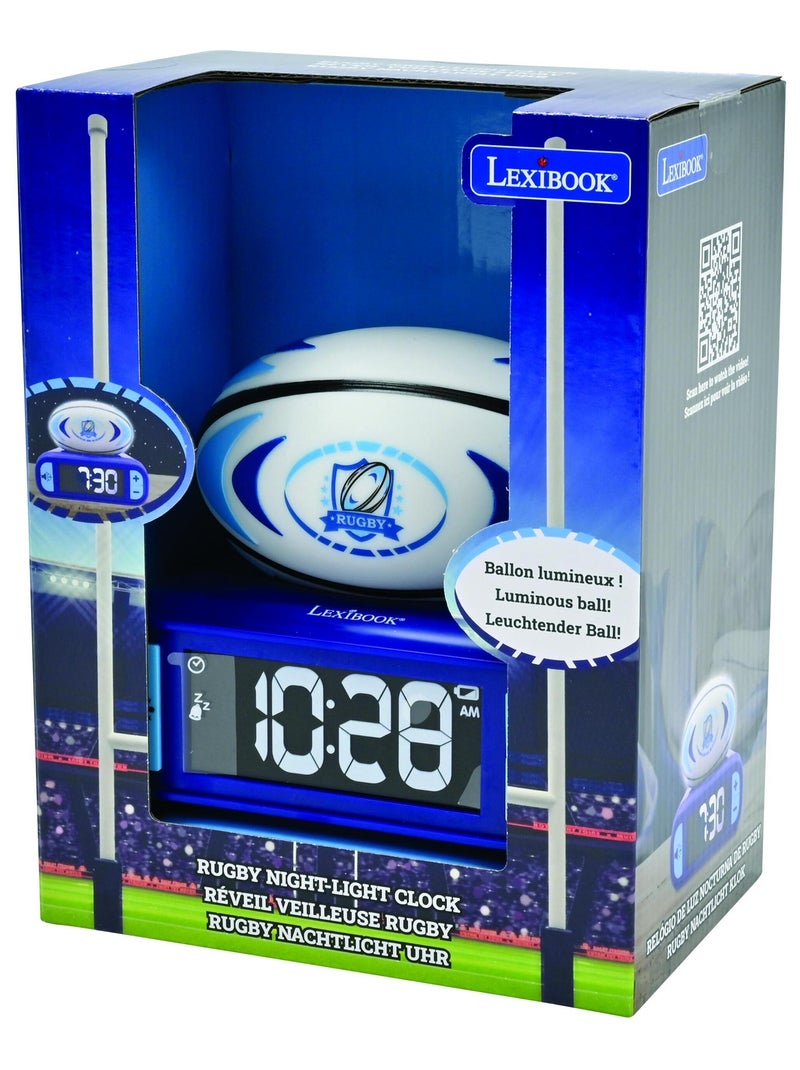 Despertador digital con luz nocturna de bal?n de rugby en 3D y efectos sonoros Azul - Kiabi