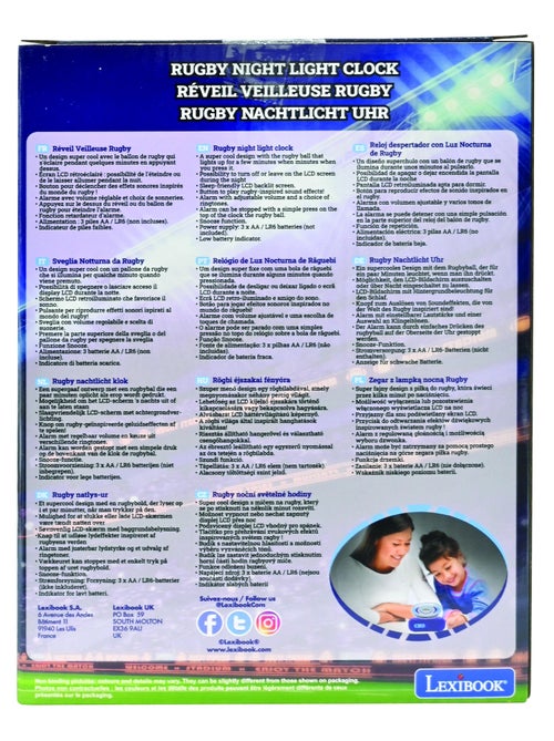 Despertador digital con luz nocturna de balón de rugby en 3D y efectos sonoros - Kiabi