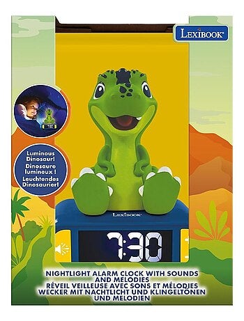 Despertador digital con luz nocturna de dinosaurio en 3D y efectos sonoros