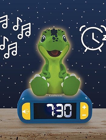 Despertador digital con luz nocturna de dinosaurio en 3D y efectos sonoros