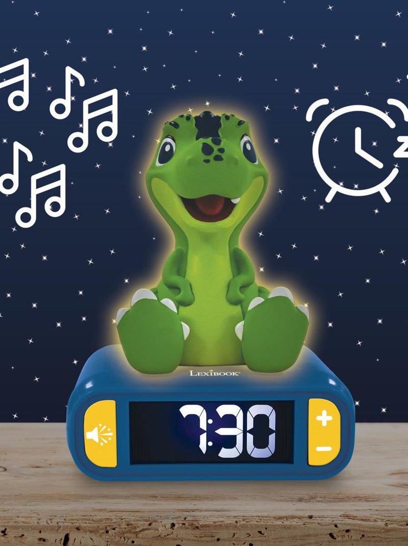 Despertador digital con luz nocturna de dinosaurio en 3D y efectos sonoros Verde - Kiabi