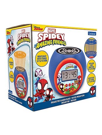Despertador proyector Spidey and his Amazing Friends con luz nocturna y temporizador 3 colores