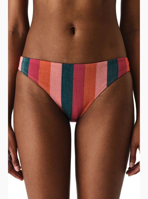 Devin braguita de bikini a rayas con hilo metalizado y talle medio penti - Kiabi Devin braguita de bikini a rayas con hilo metalizado y talle medio penti - Kiabi