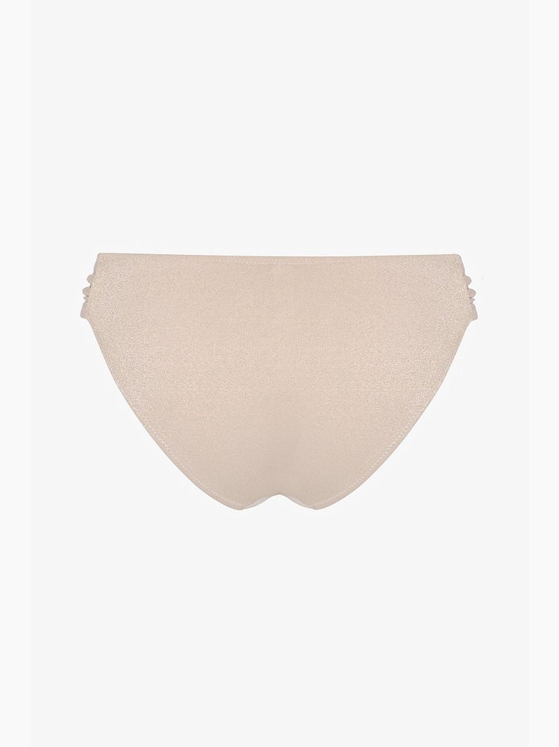 Devon fruncido en el lateral, brillante, braguita de bikini de tiro medio penti Beige arcilla - Kiabi
