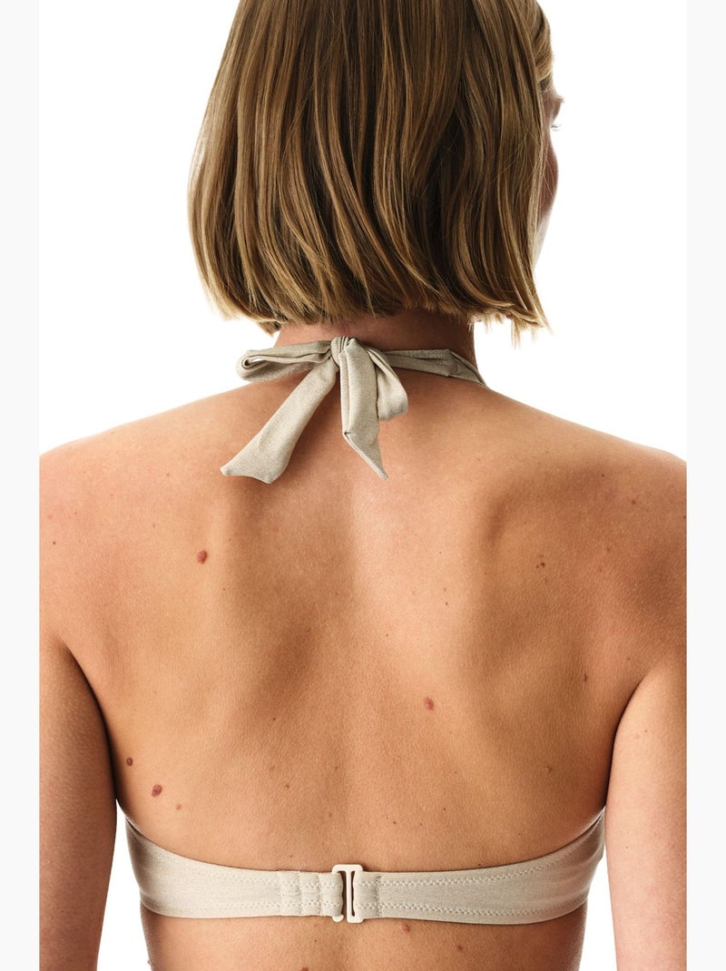Devon top de bikini fruncido y brillante penti Beige arcilla - Kiabi
