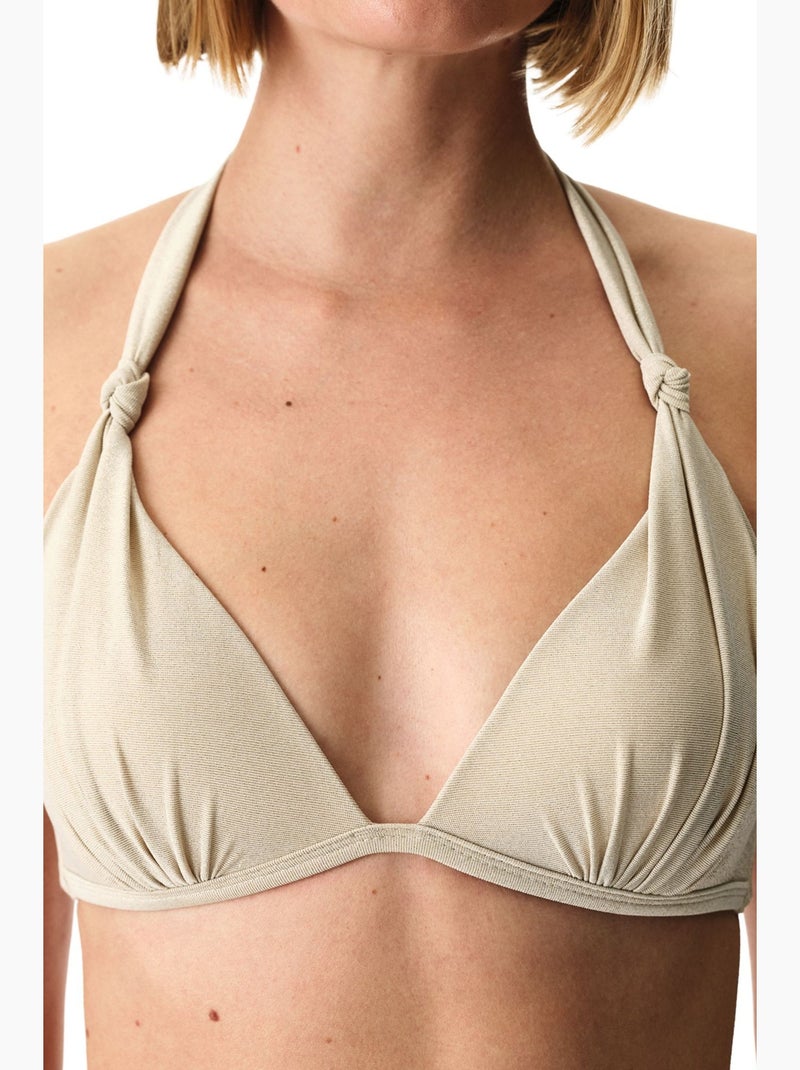 Devon top de bikini fruncido y brillante penti Beige arcilla - Kiabi
