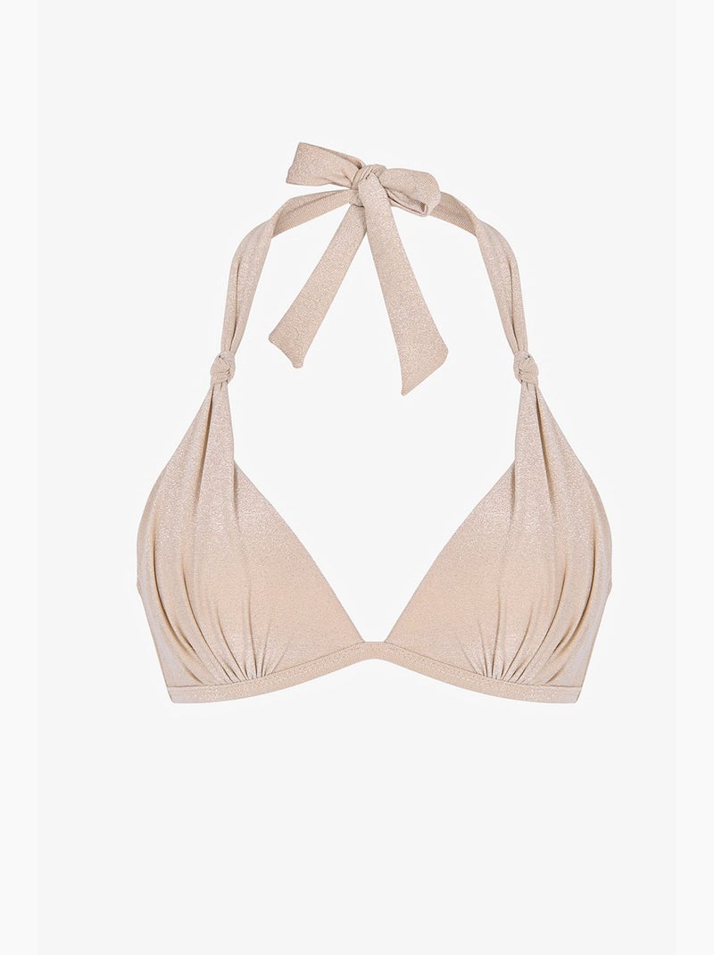 Devon top de bikini fruncido y brillante penti Beige arcilla - Kiabi